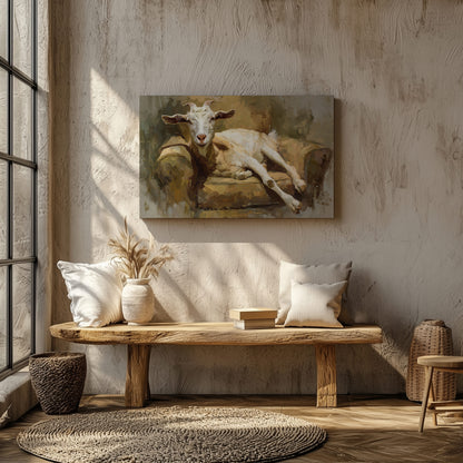 Goat Canvas Wall Art – styled room view 4