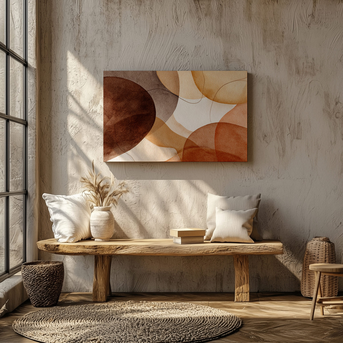Abstract Watercolor Canvas Print – styled room view 5