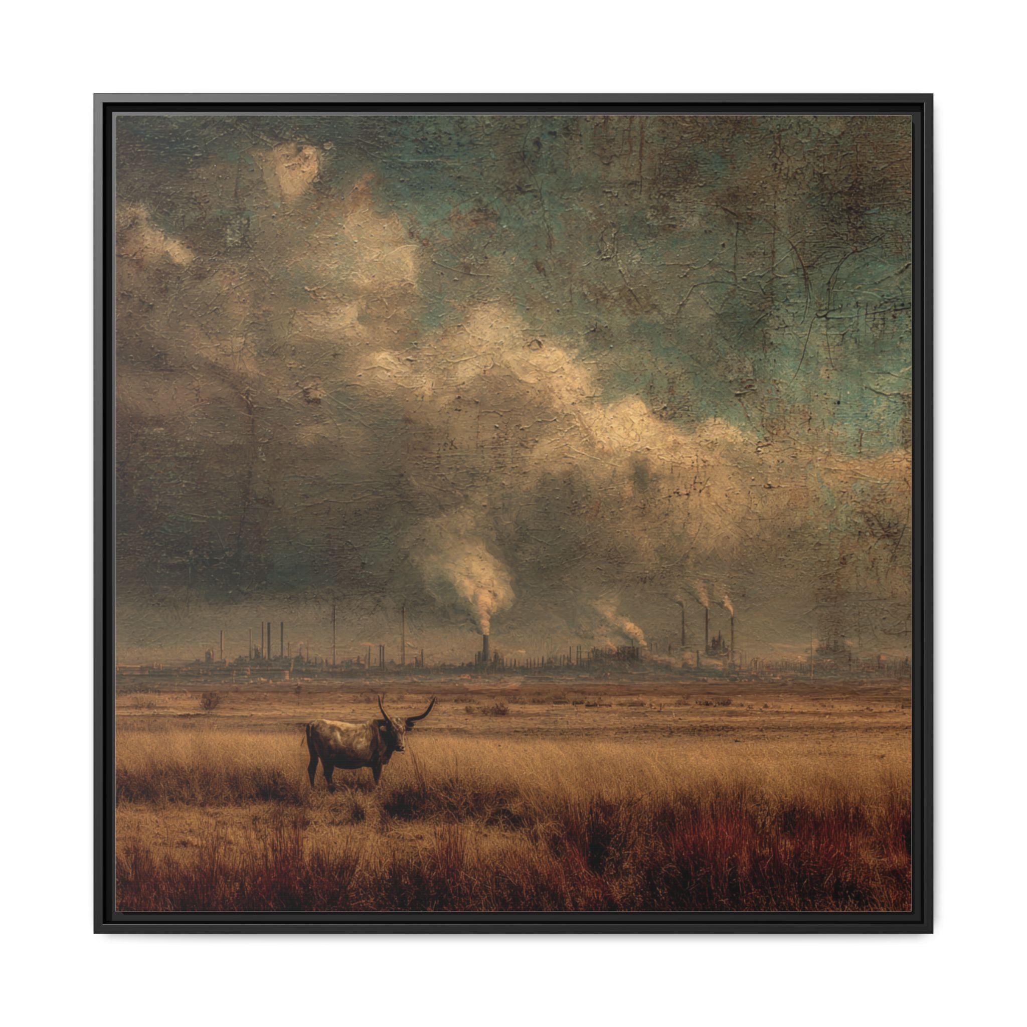 Cattle in Industrial Landscape | Vintage Style Art Print