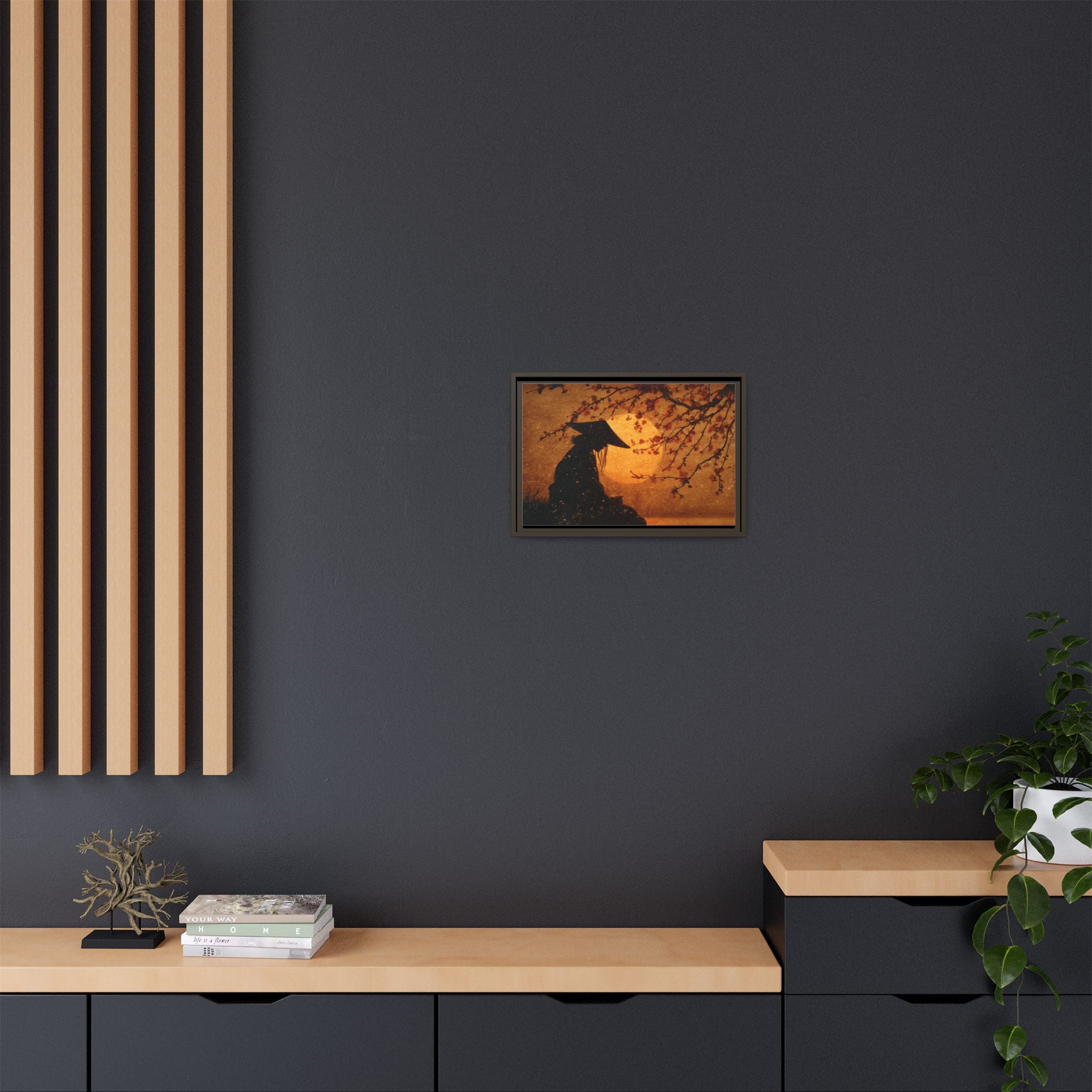 Serene Silhouette of Contemplation | Asian-Inspired Artwork