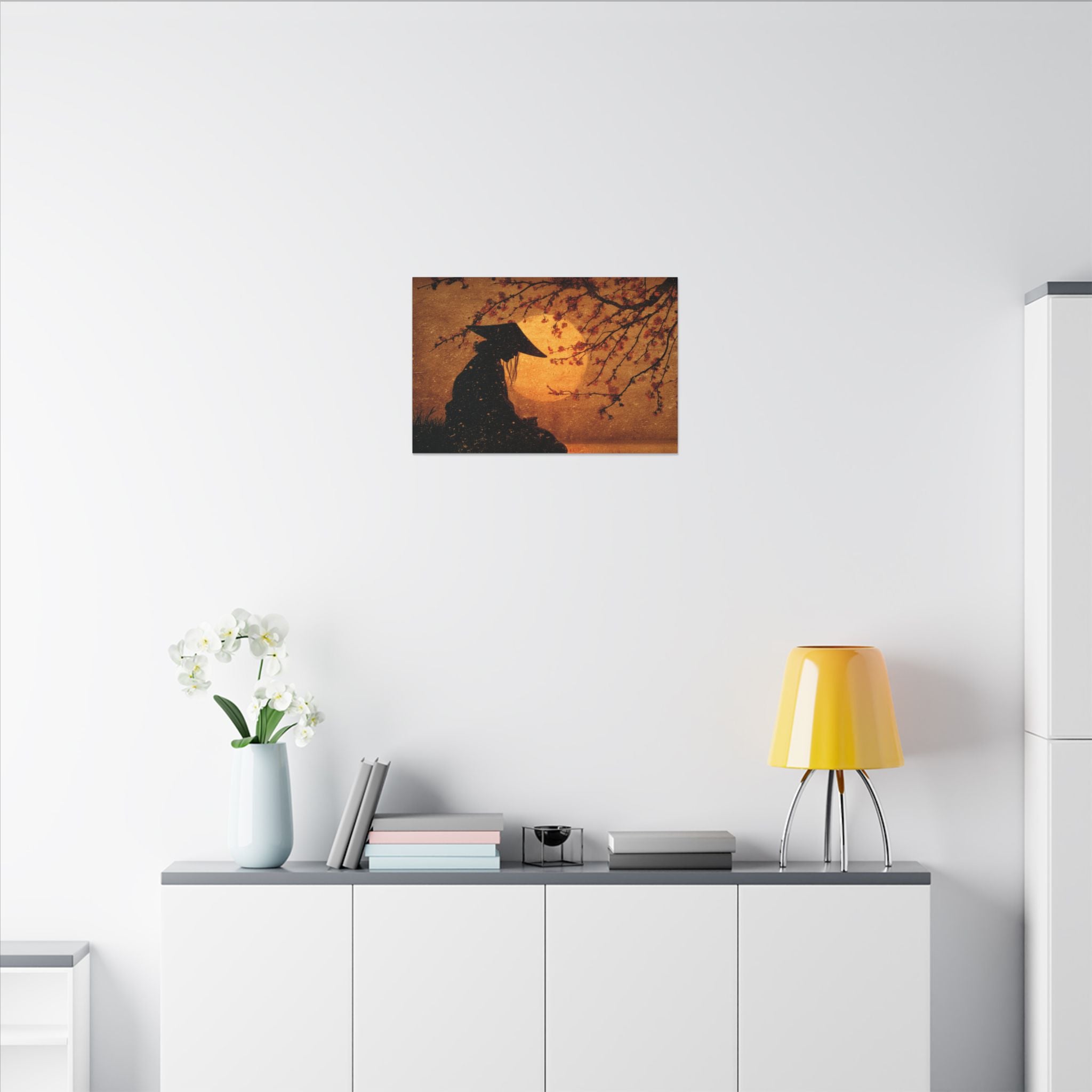 Serene Silhouette of Contemplation | Asian-Inspired Artwork
