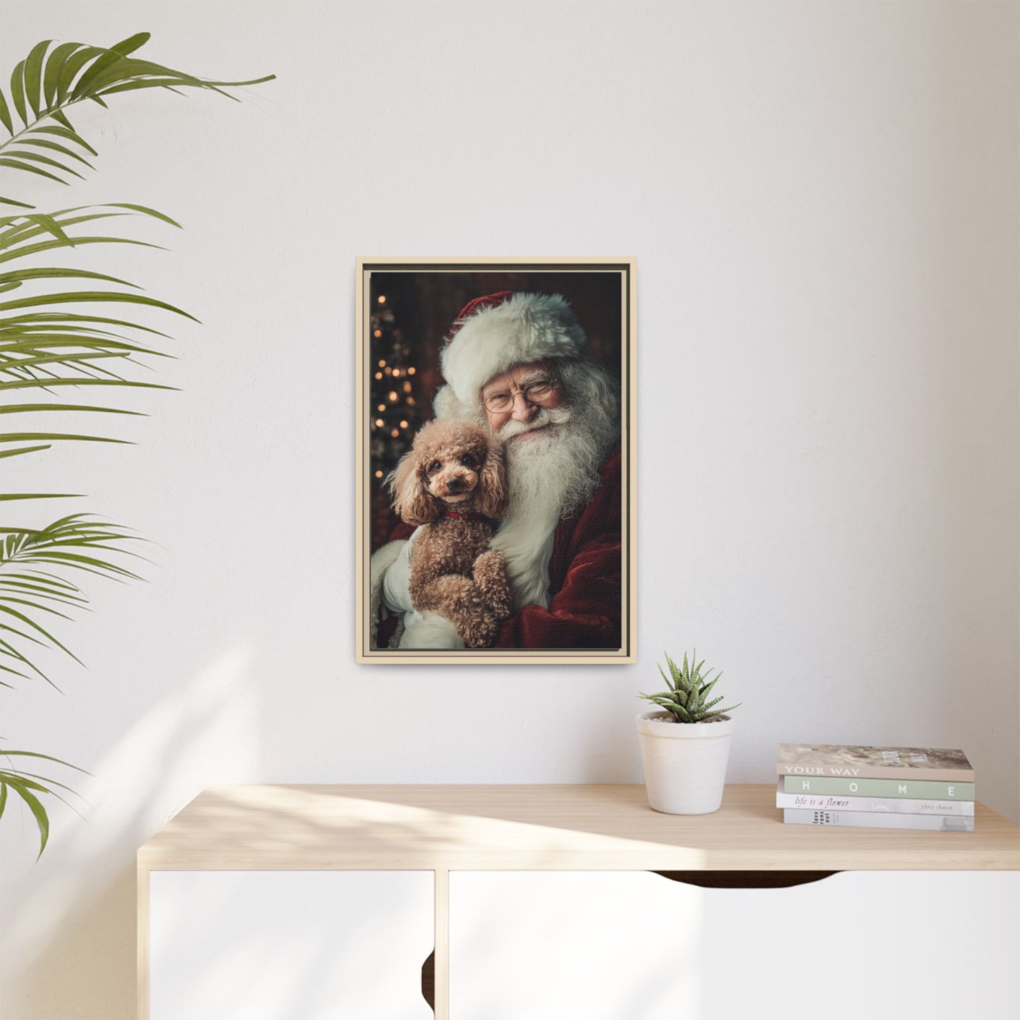 Heartwarming Santa and Poodle Artwork – Holiday Home Décor