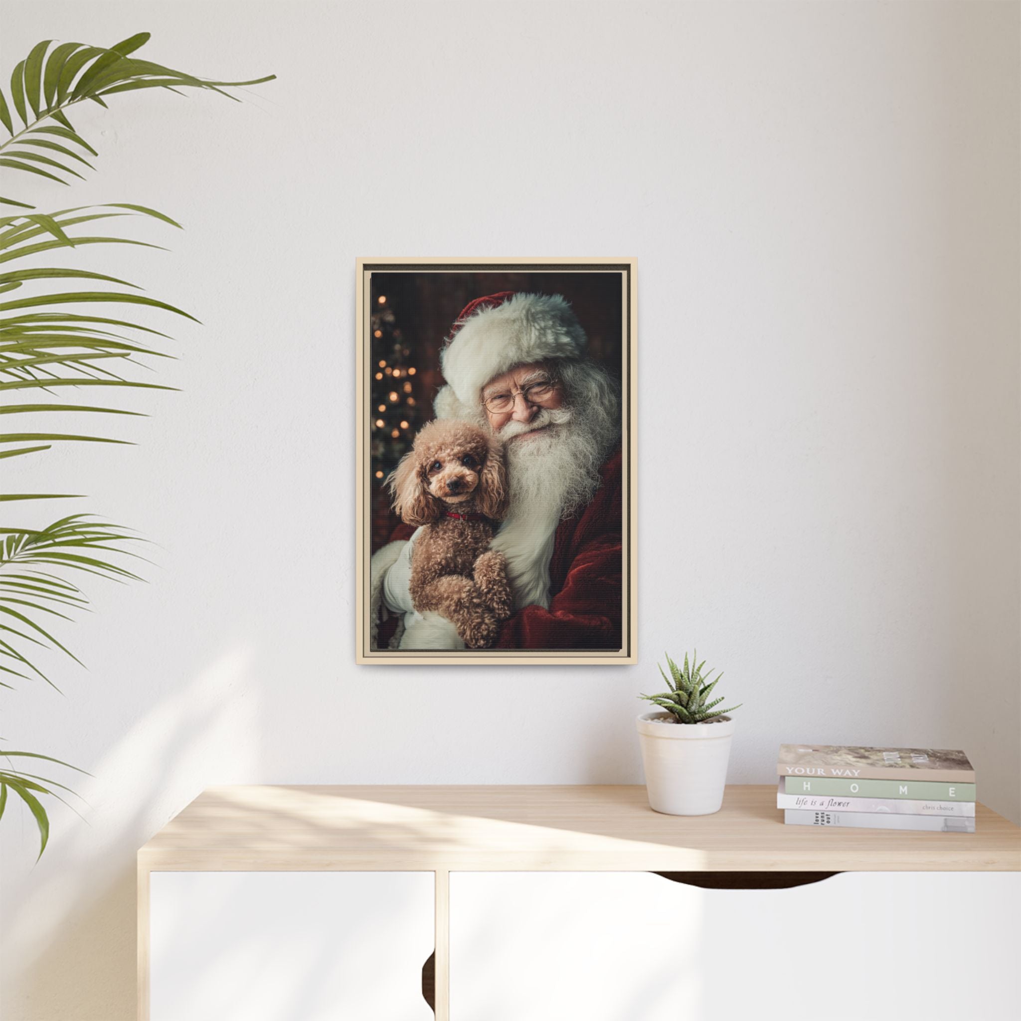 Heartwarming Santa and Poodle Artwork – Holiday Home Décor
