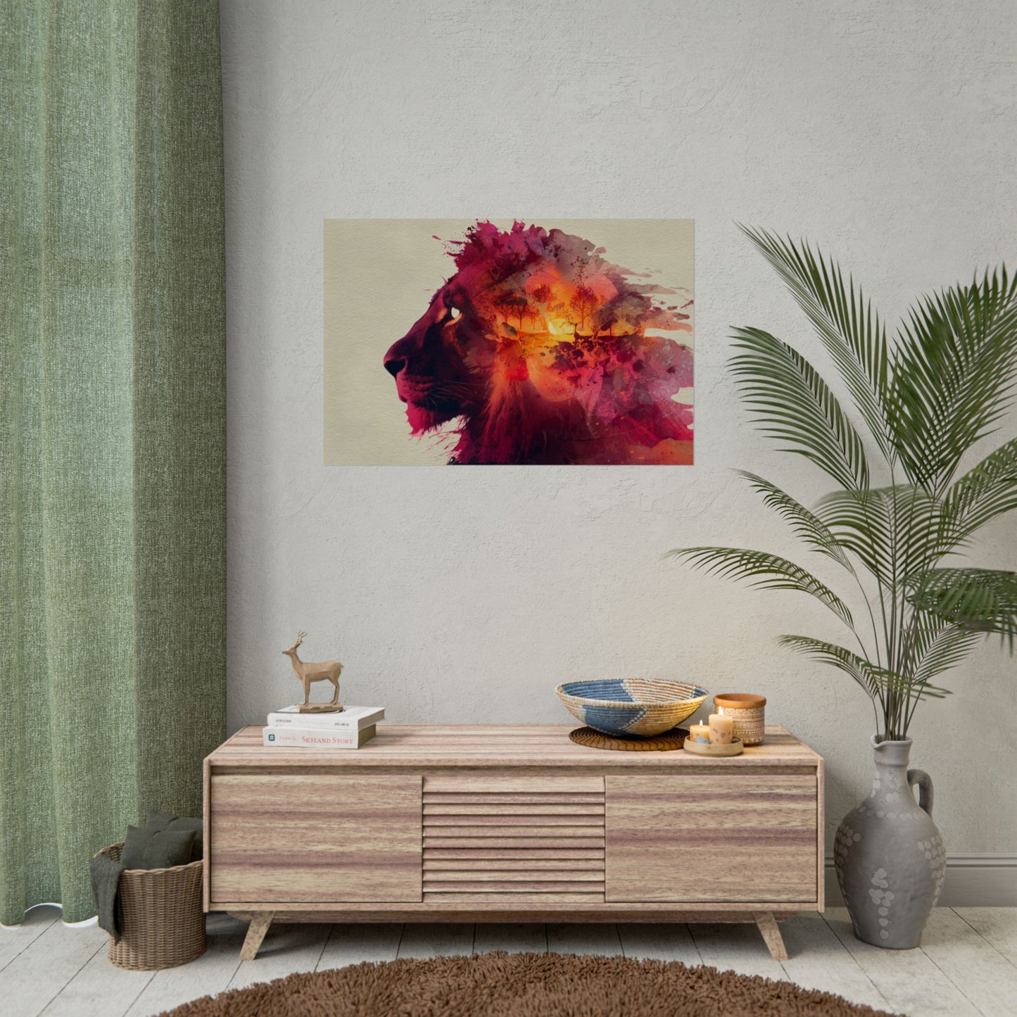 Majestic Lion Watercolor Art | Vibrant Animal Portrait
