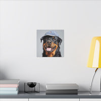 Whimsical Rottweiler Art - Denim Hat Dog Portrait