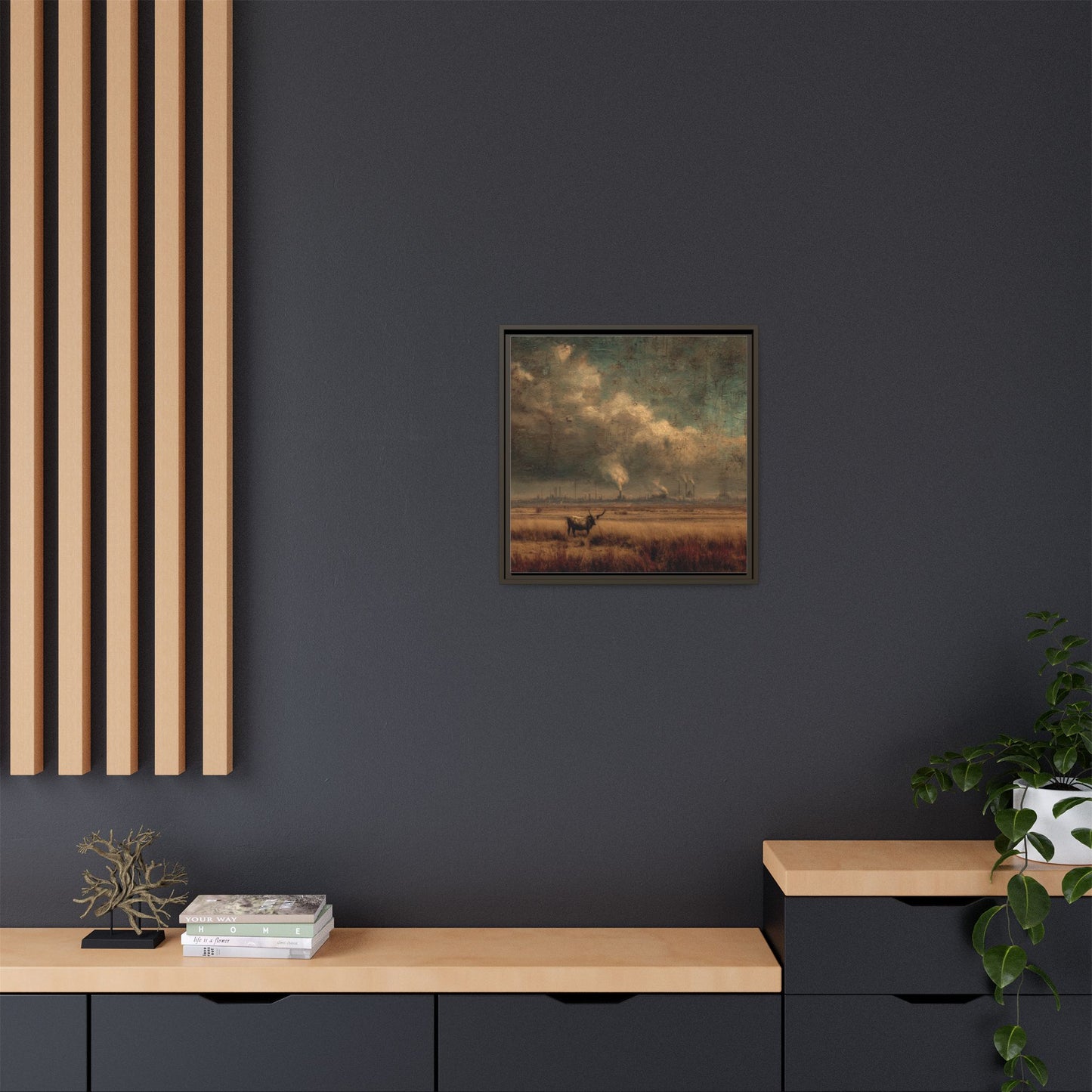Cattle in Industrial Landscape | Vintage Style Art Print