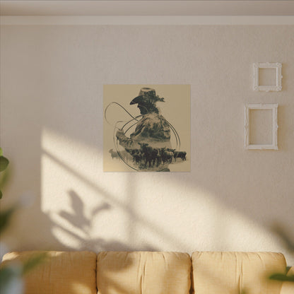 Lone Cowboy Silhouette Art - Vintage Western Charm