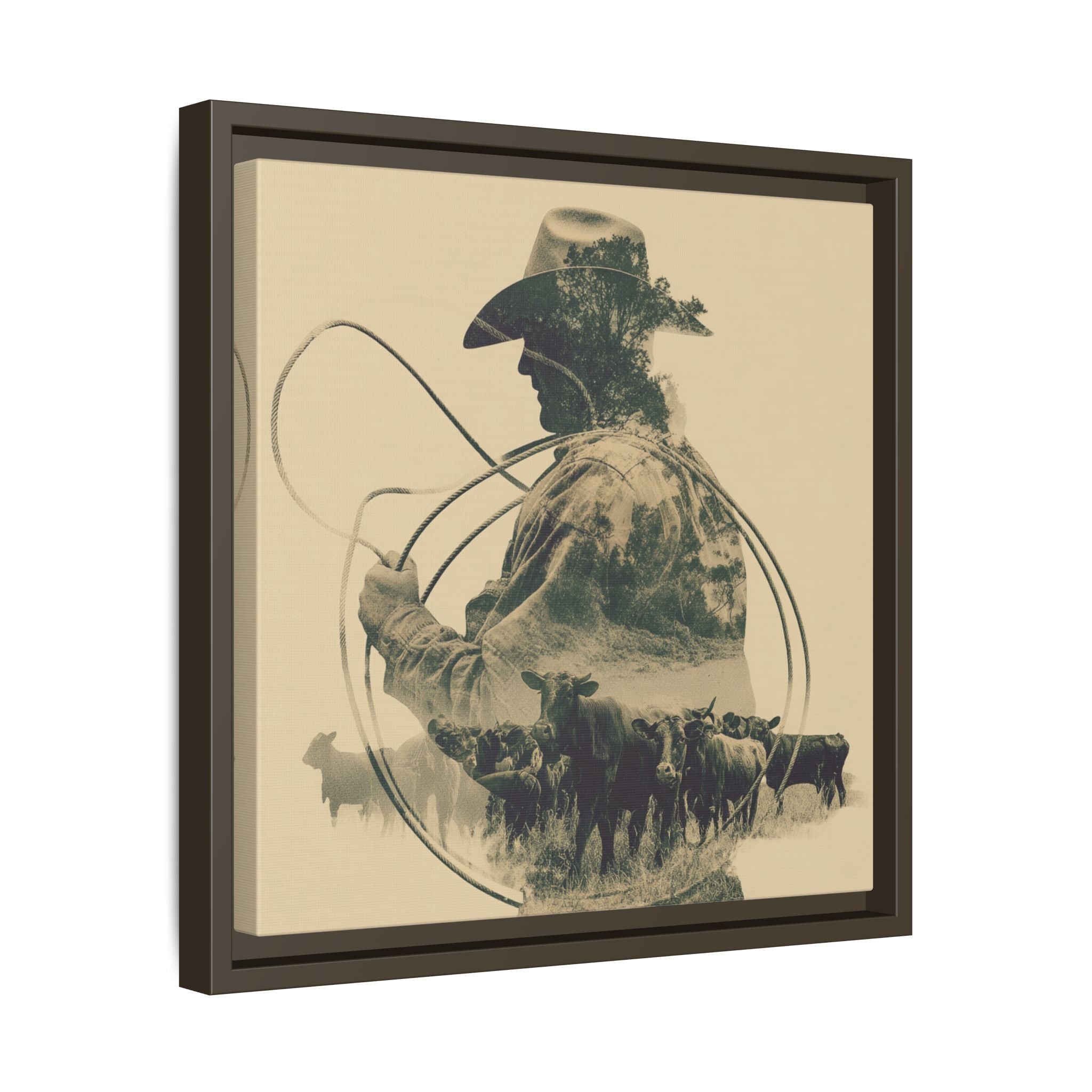 Lone Cowboy Silhouette Art - Vintage Western Charm