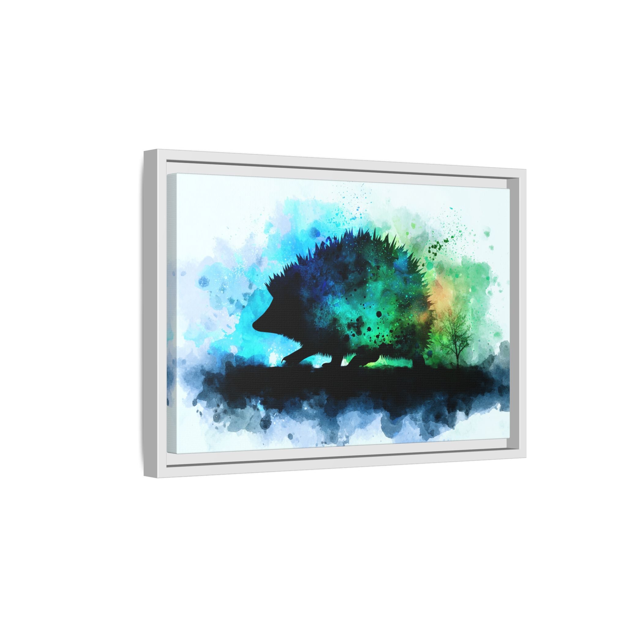 Hedgehog Silhouette Watercolor Art | Nature-Inspired Home Decor