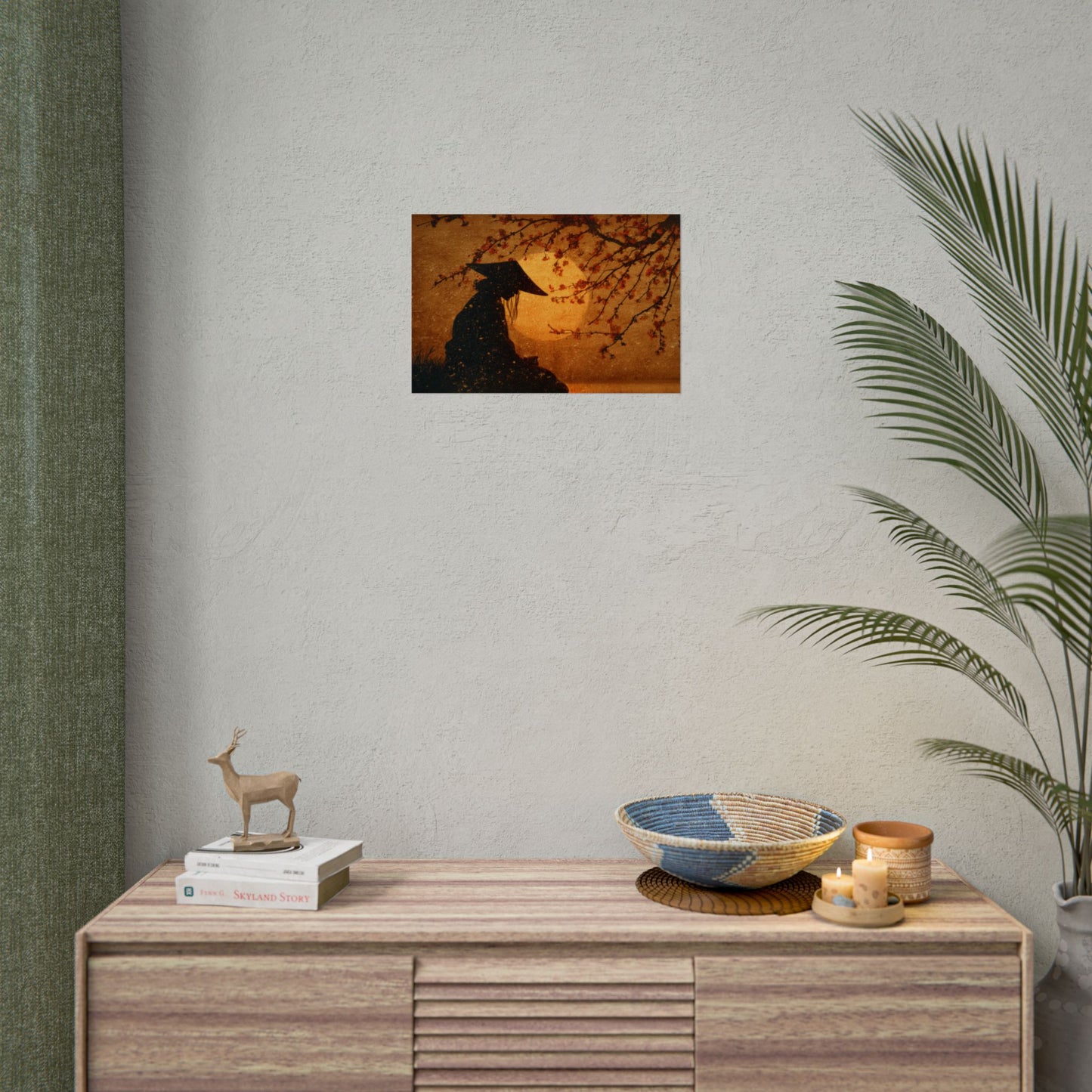Serene Silhouette of Contemplation | Asian-Inspired Artwork