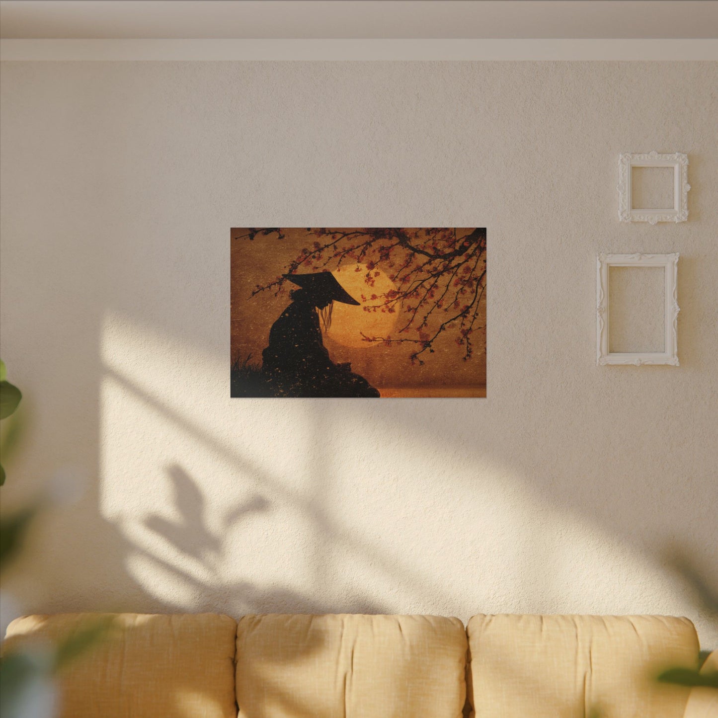 Serene Silhouette of Contemplation | Asian-Inspired Artwork