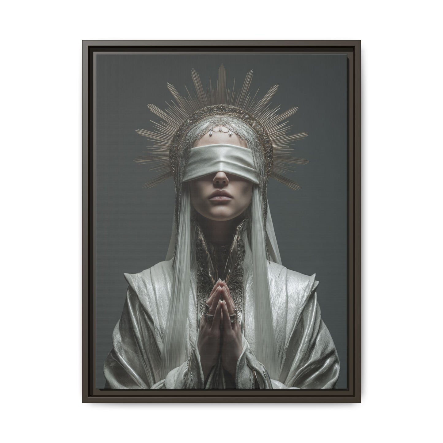 Ethereal Blindfolded Saint Art | Spiritual Home Decor