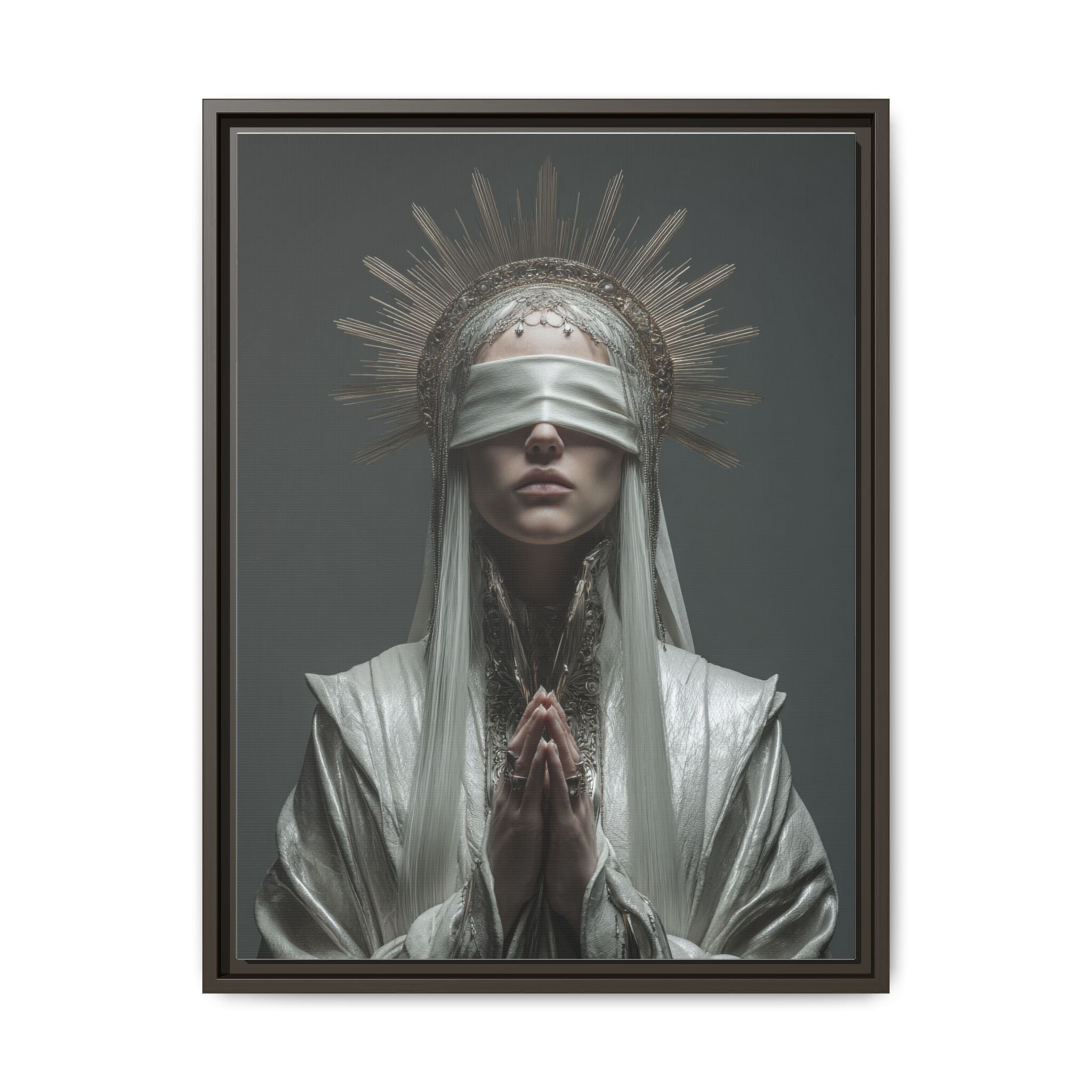 Ethereal Blindfolded Saint Art | Spiritual Home Decor