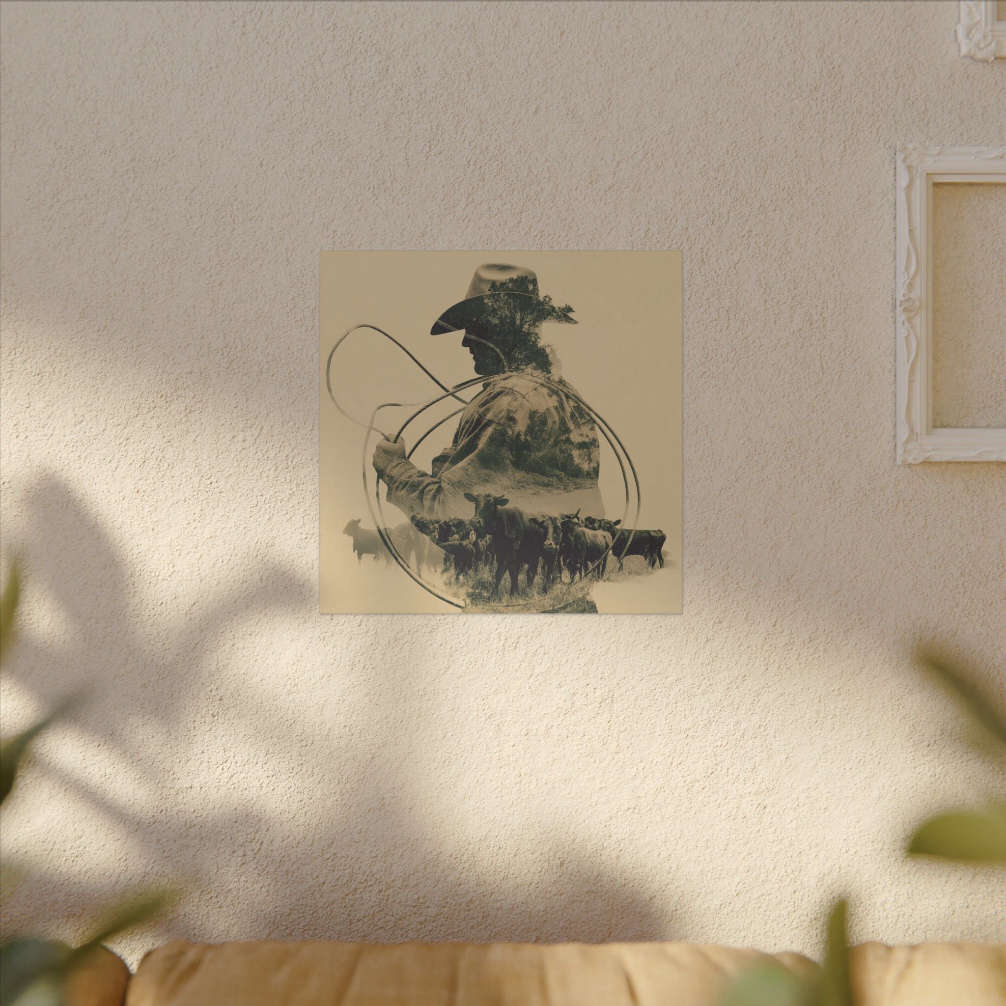 Lone Cowboy Silhouette Art - Vintage Western Charm