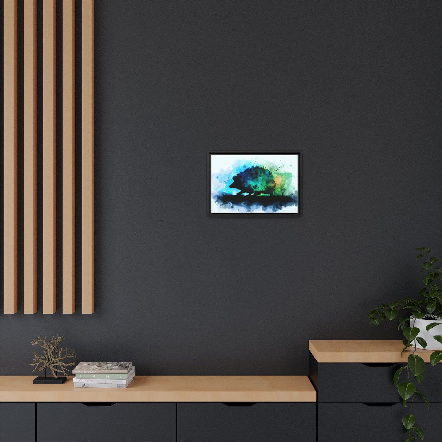 Hedgehog Silhouette Watercolor Art | Nature-Inspired Home Decor
