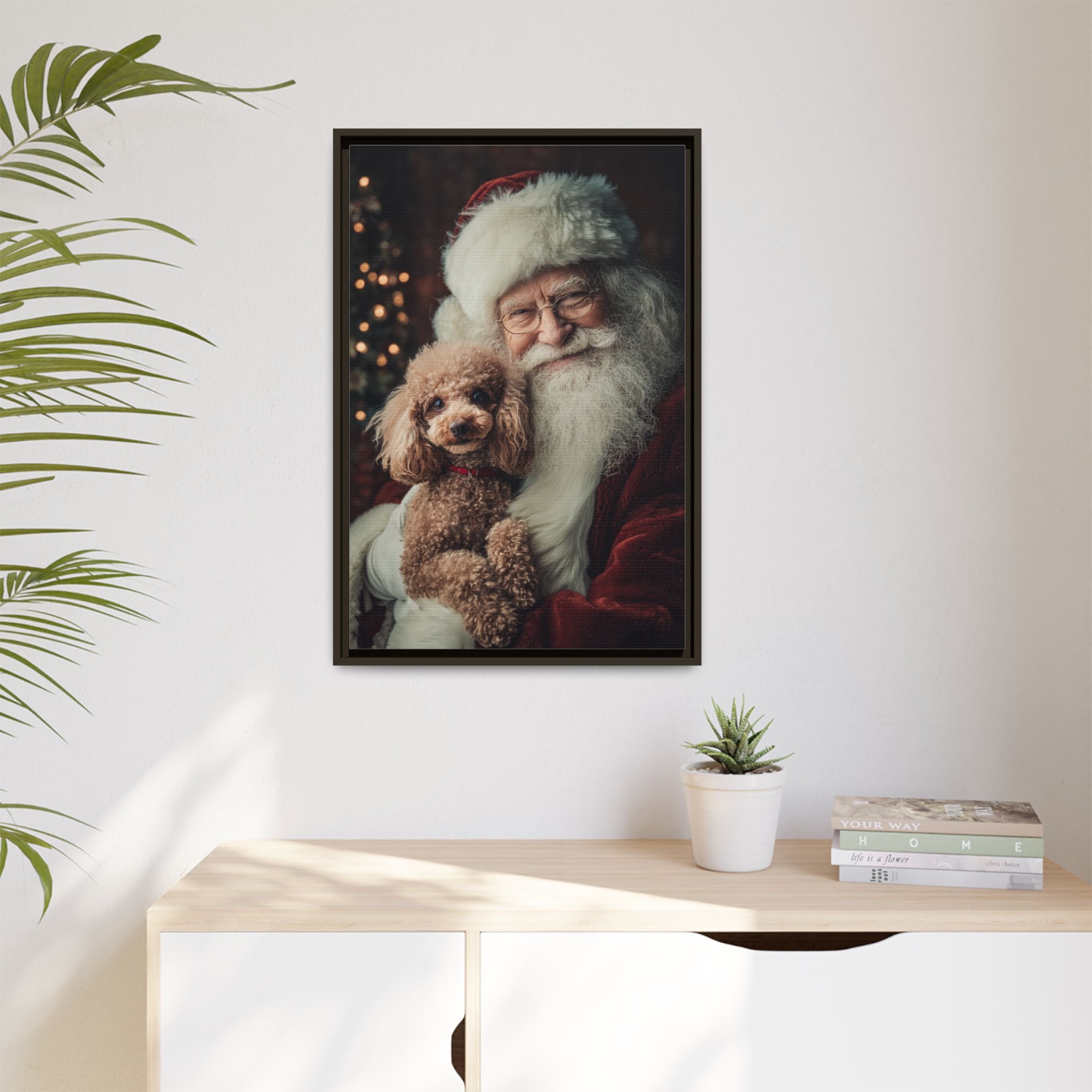 Heartwarming Santa and Poodle Artwork – Holiday Home Décor