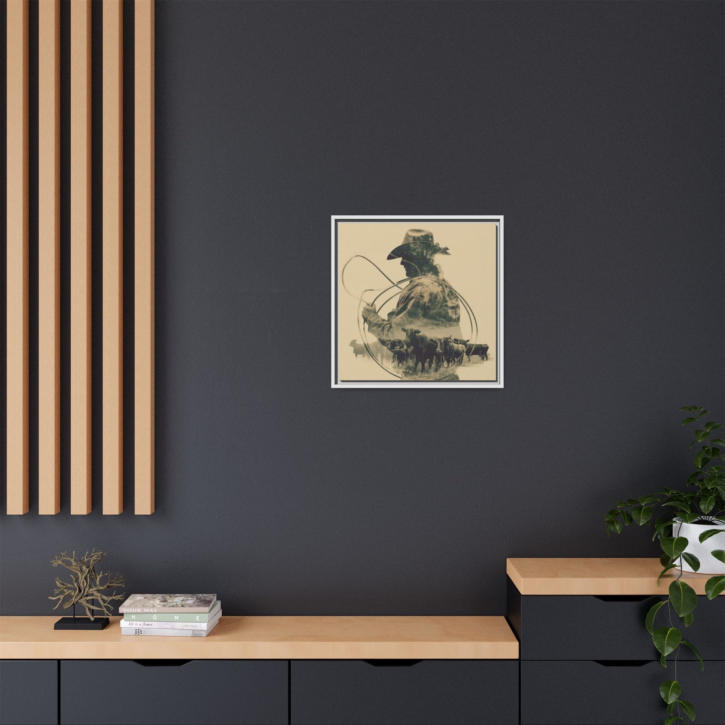 Lone Cowboy Silhouette Art - Vintage Western Charm