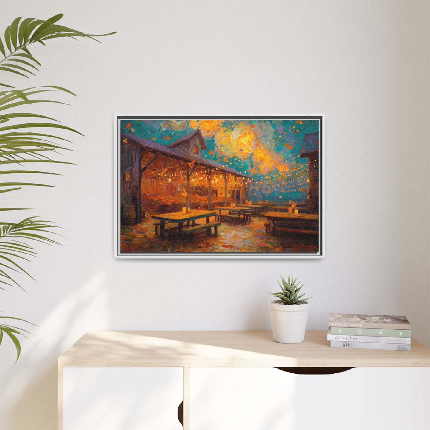 Autumn Festival Night Scene - Colorful Impressionist Art