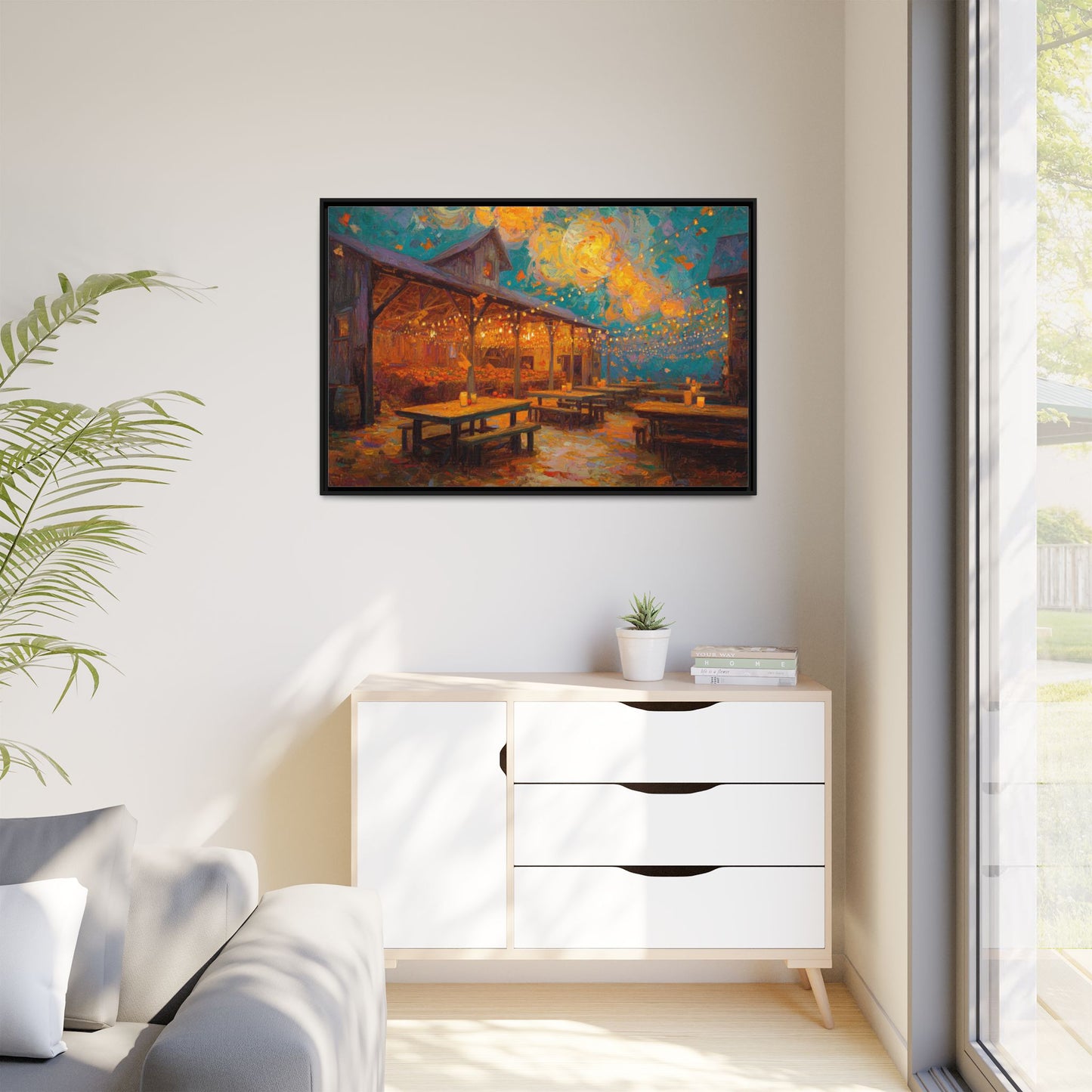 Autumn Festival Night Scene - Colorful Impressionist Art