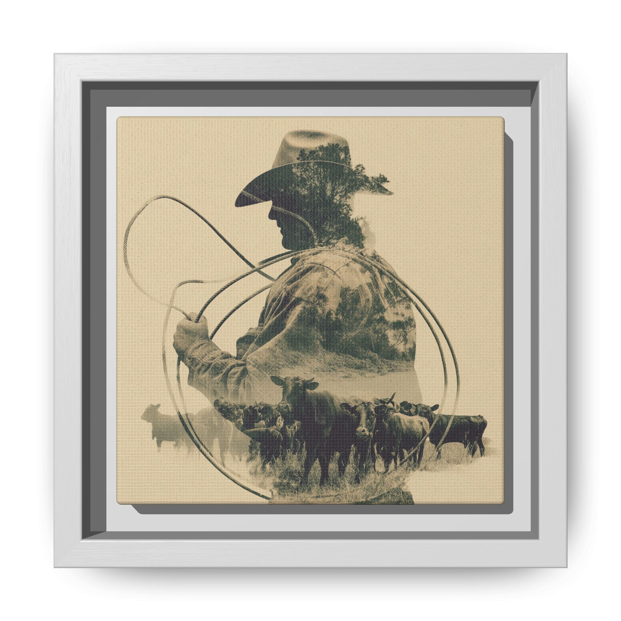 Lone Cowboy Silhouette Art - Vintage Western Charm