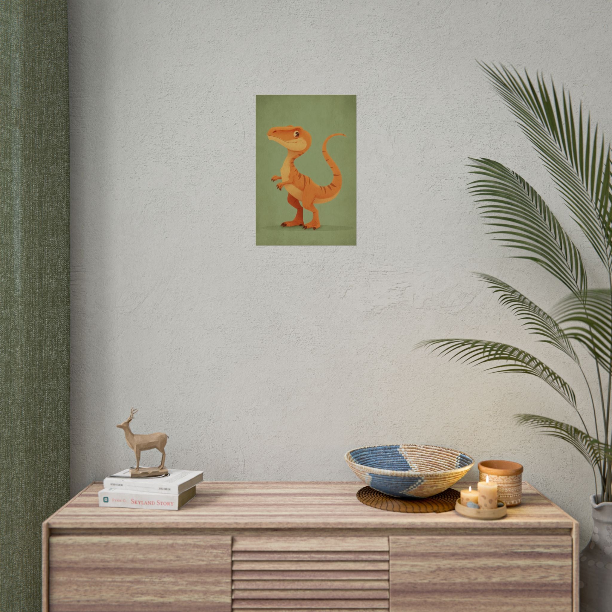 Whimsical Dinosaur Illustration Art for Kids' Rooms