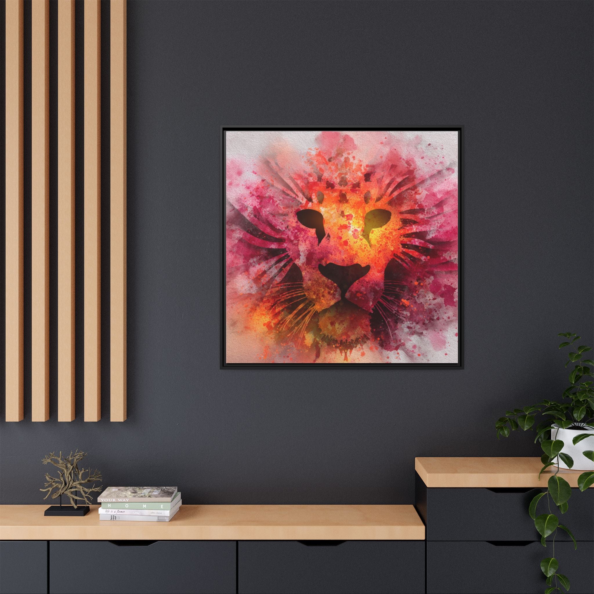 Vibrant Lion Artwork – Bold Watercolor Print