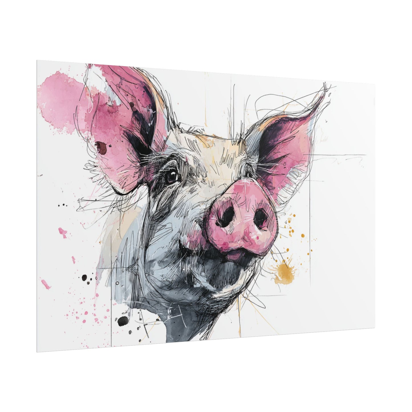 Whimsical Pig Art Print - Playful Farmhouse Decor