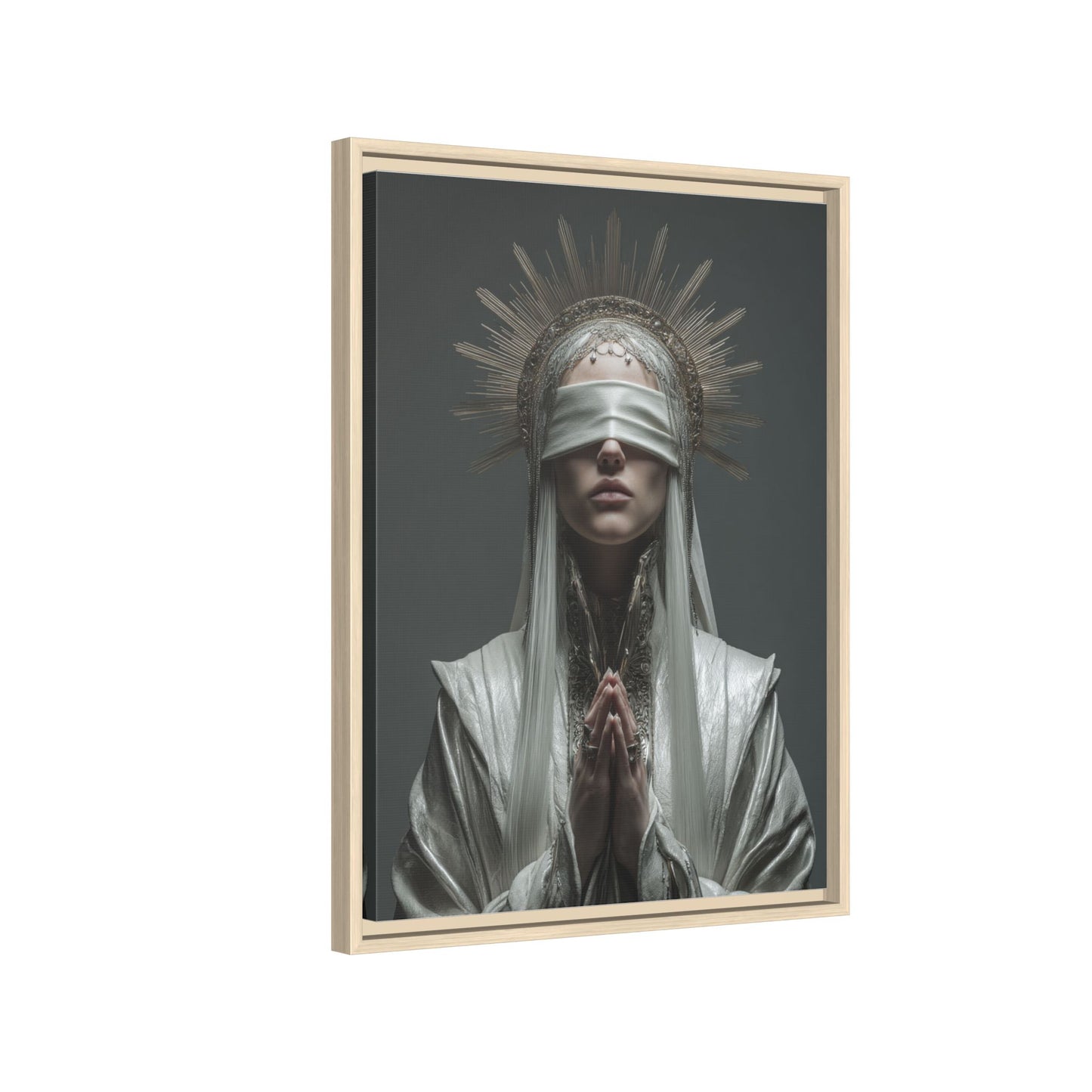 Ethereal Blindfolded Saint Art | Spiritual Home Decor