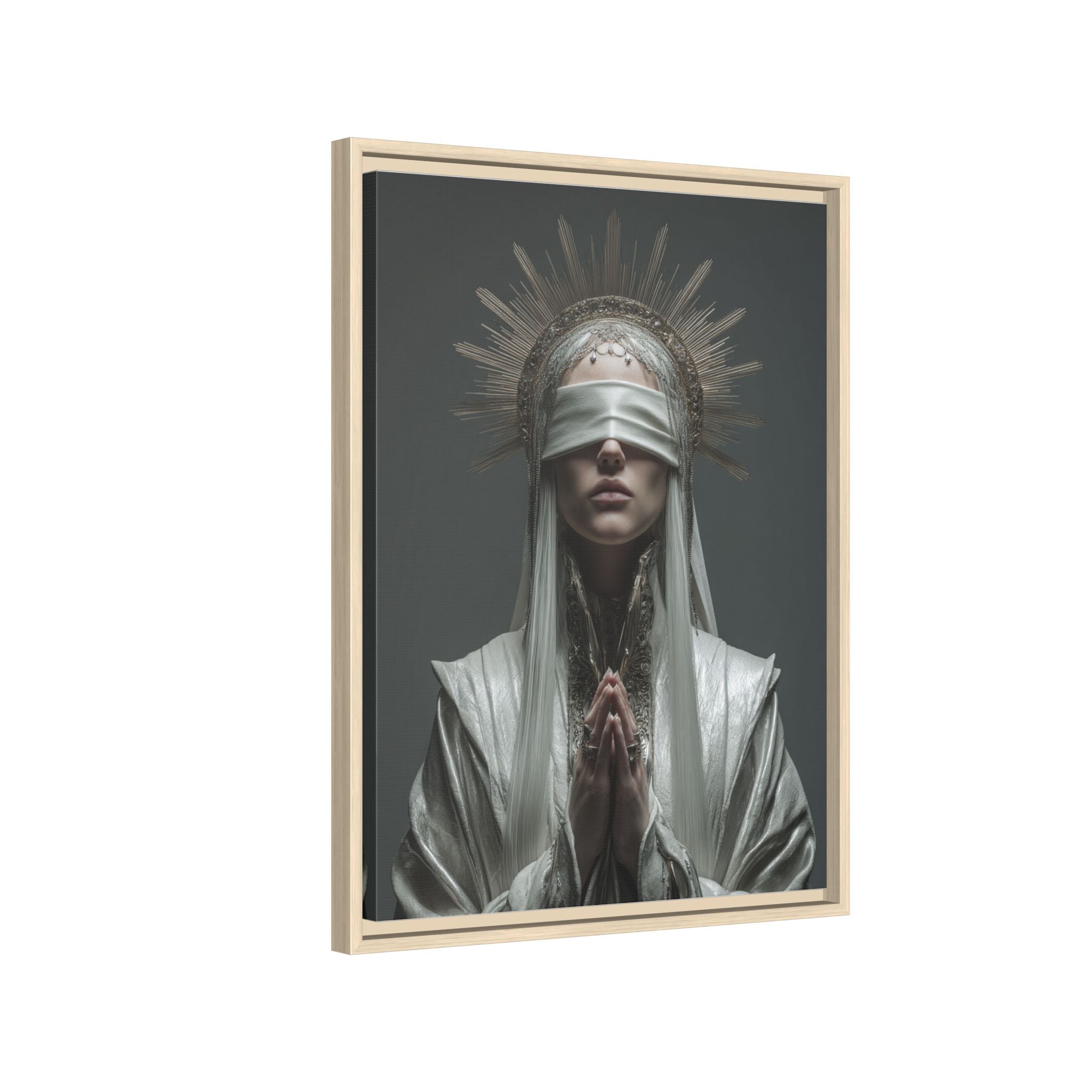 Ethereal Blindfolded Saint Art | Spiritual Home Decor