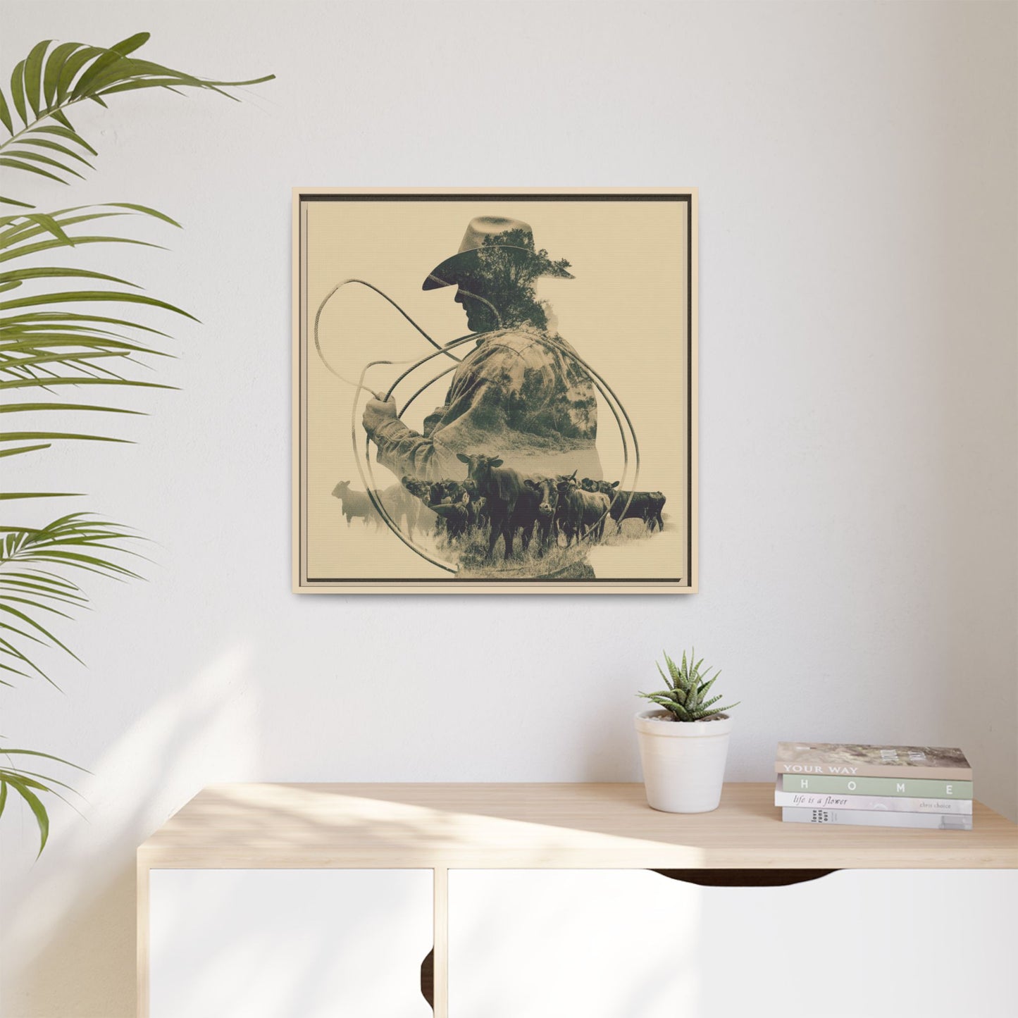 Lone Cowboy Silhouette Art - Vintage Western Charm