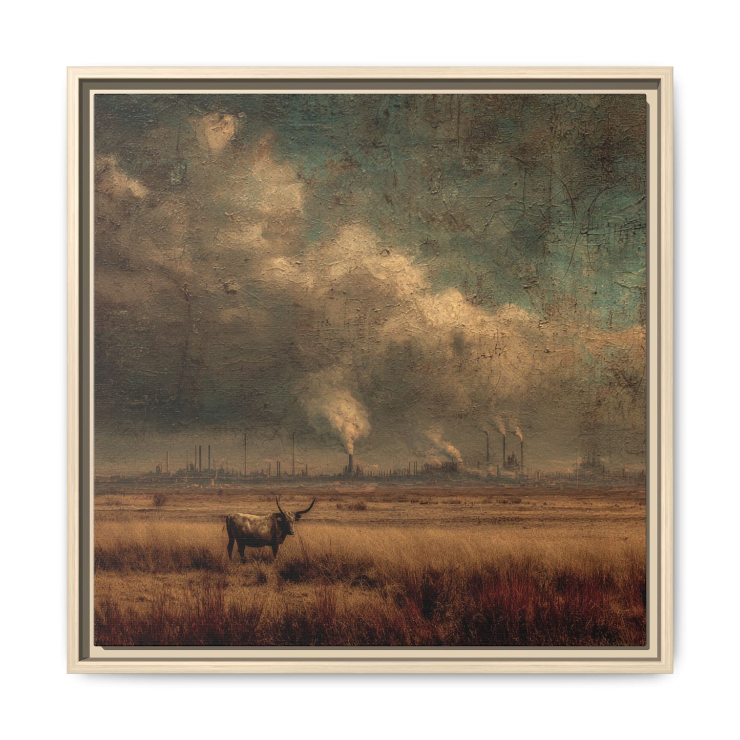 Cattle in Industrial Landscape | Vintage Style Art Print