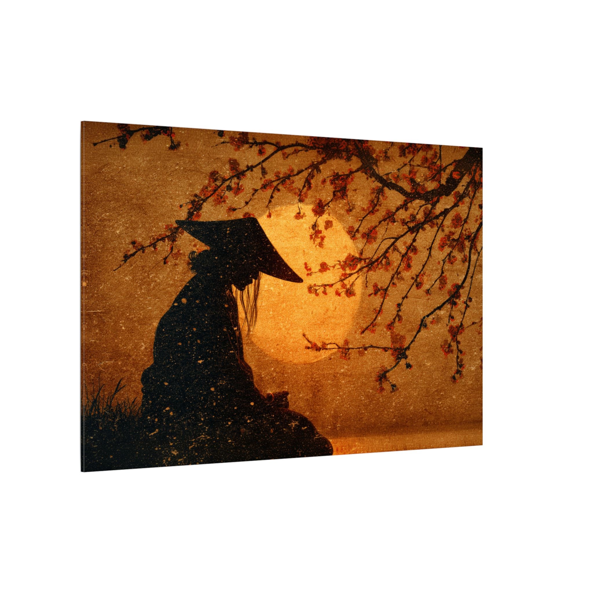 Serene Silhouette of Contemplation | Asian-Inspired Artwork