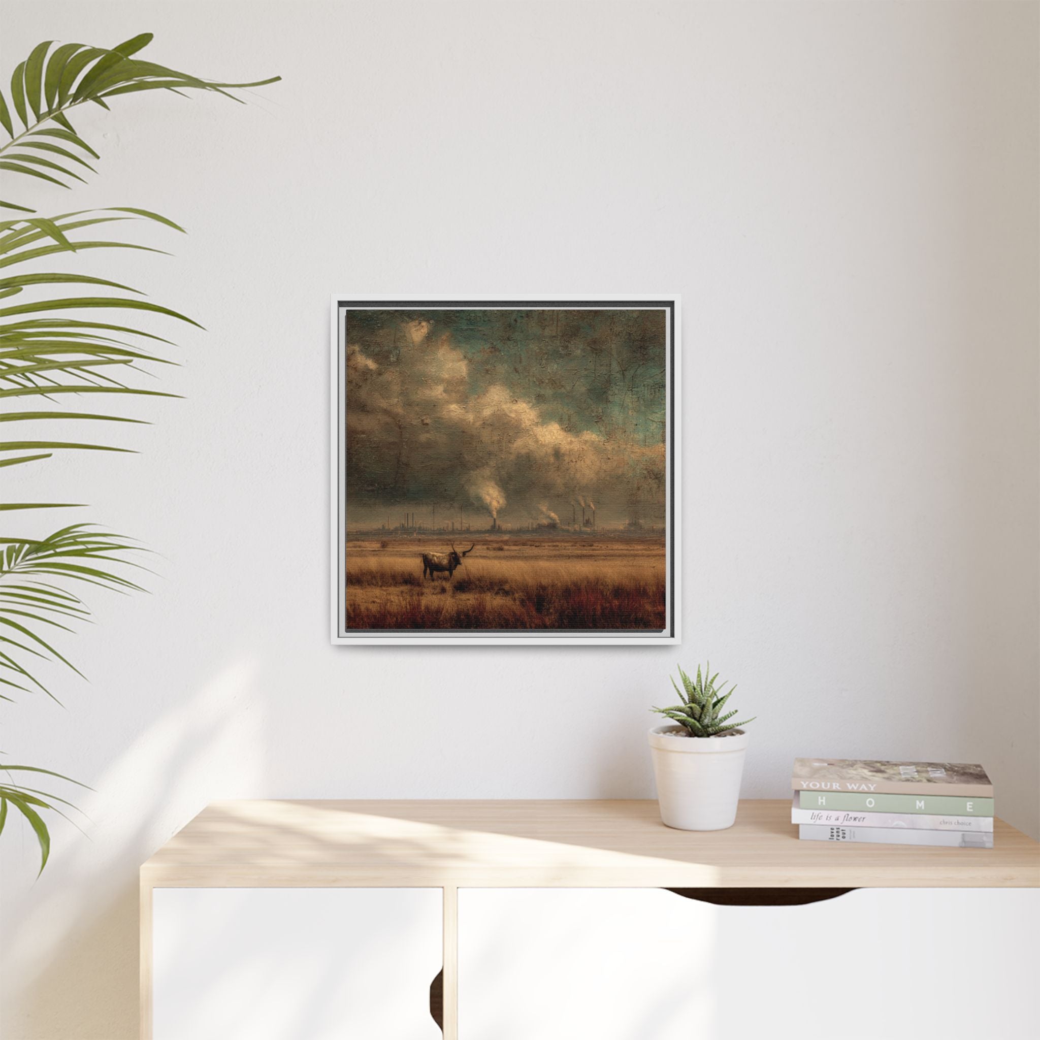 Cattle in Industrial Landscape | Vintage Style Art Print
