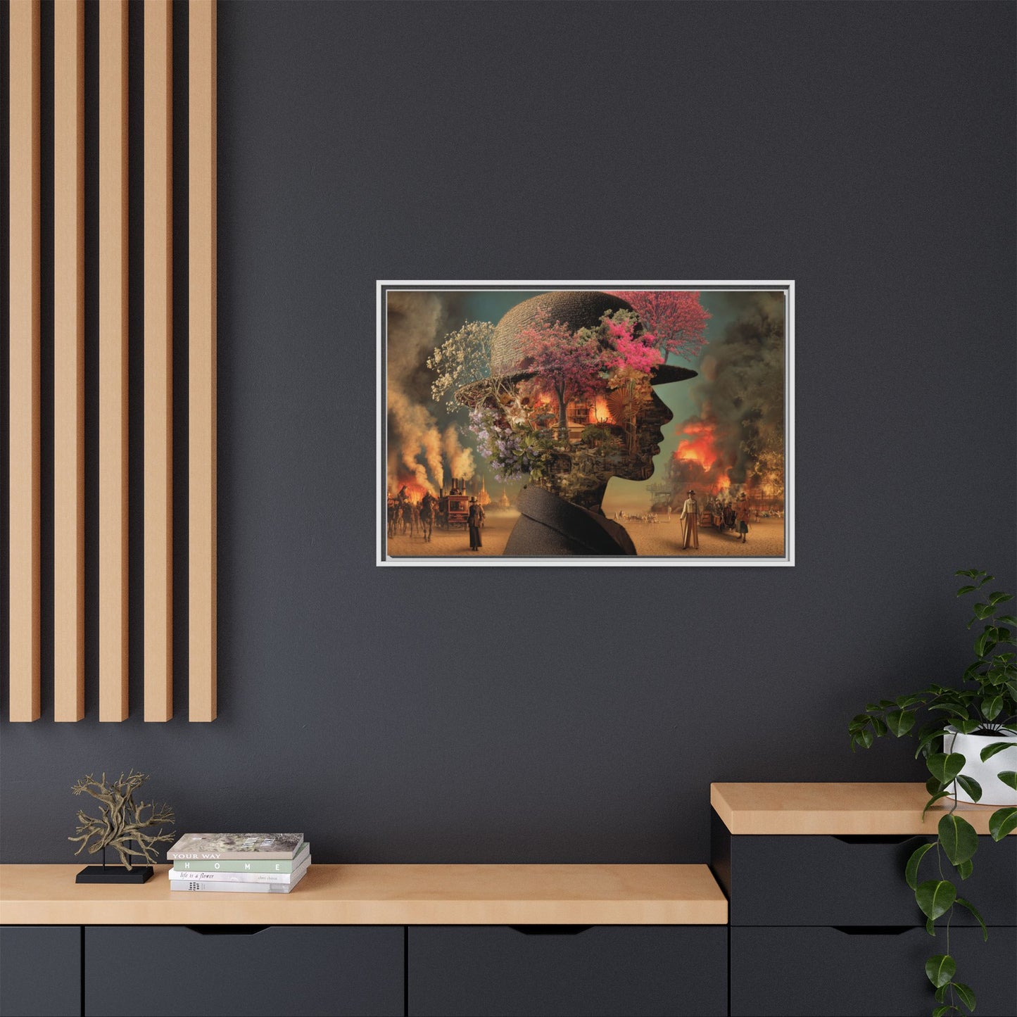 Whimsical Floral Silhouette Art Print | Living Room Décor