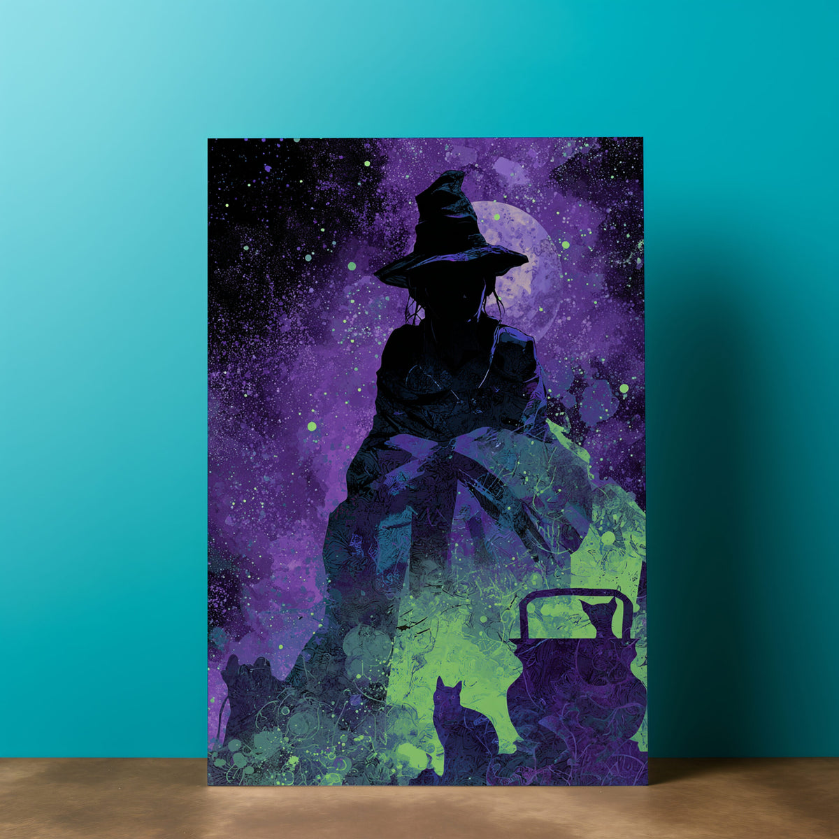Witch Silhouette Digital Art Print – styled room view 2