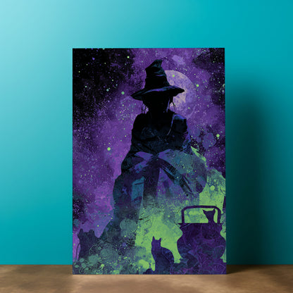 Witch Silhouette Digital Art Print – styled room view 2