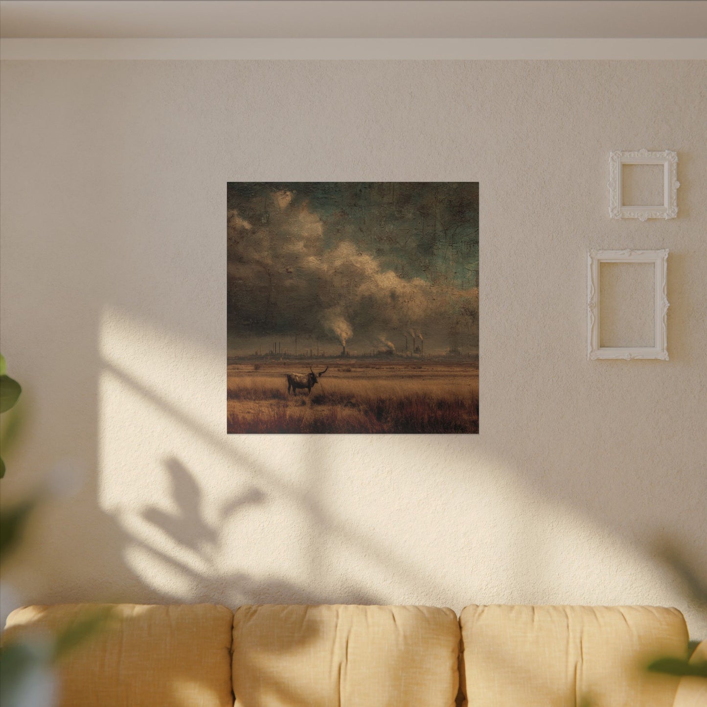 Cattle in Industrial Landscape | Vintage Style Art Print