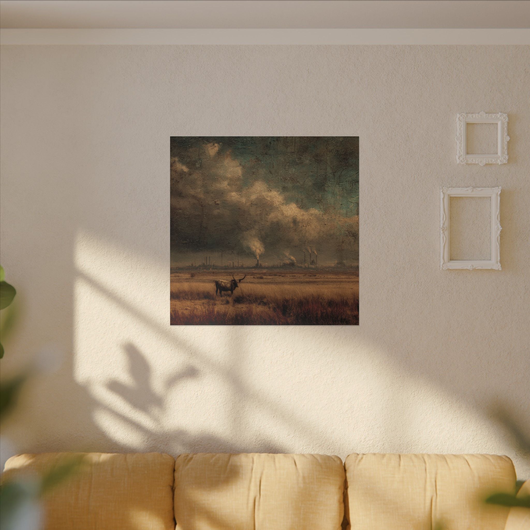 Cattle in Industrial Landscape | Vintage Style Art Print