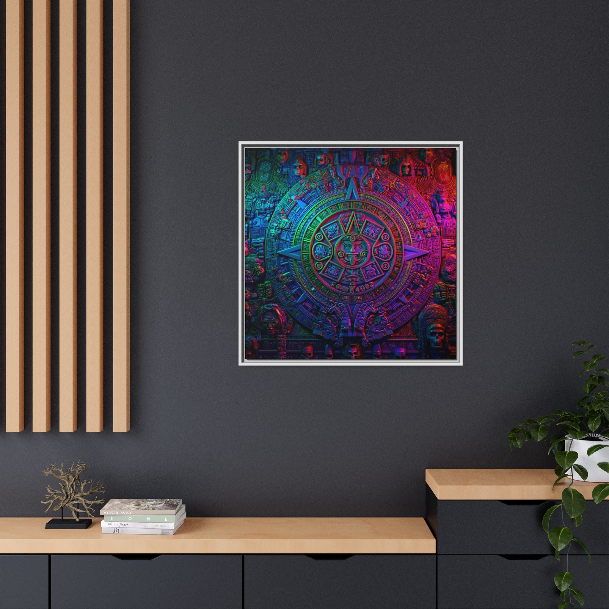 Aztec Mandala Wall Art - Colorful Cultural Decor