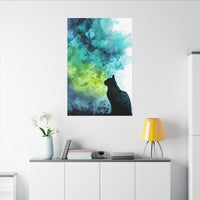 Whimsical Cat Silhouette Watercolor Artwork