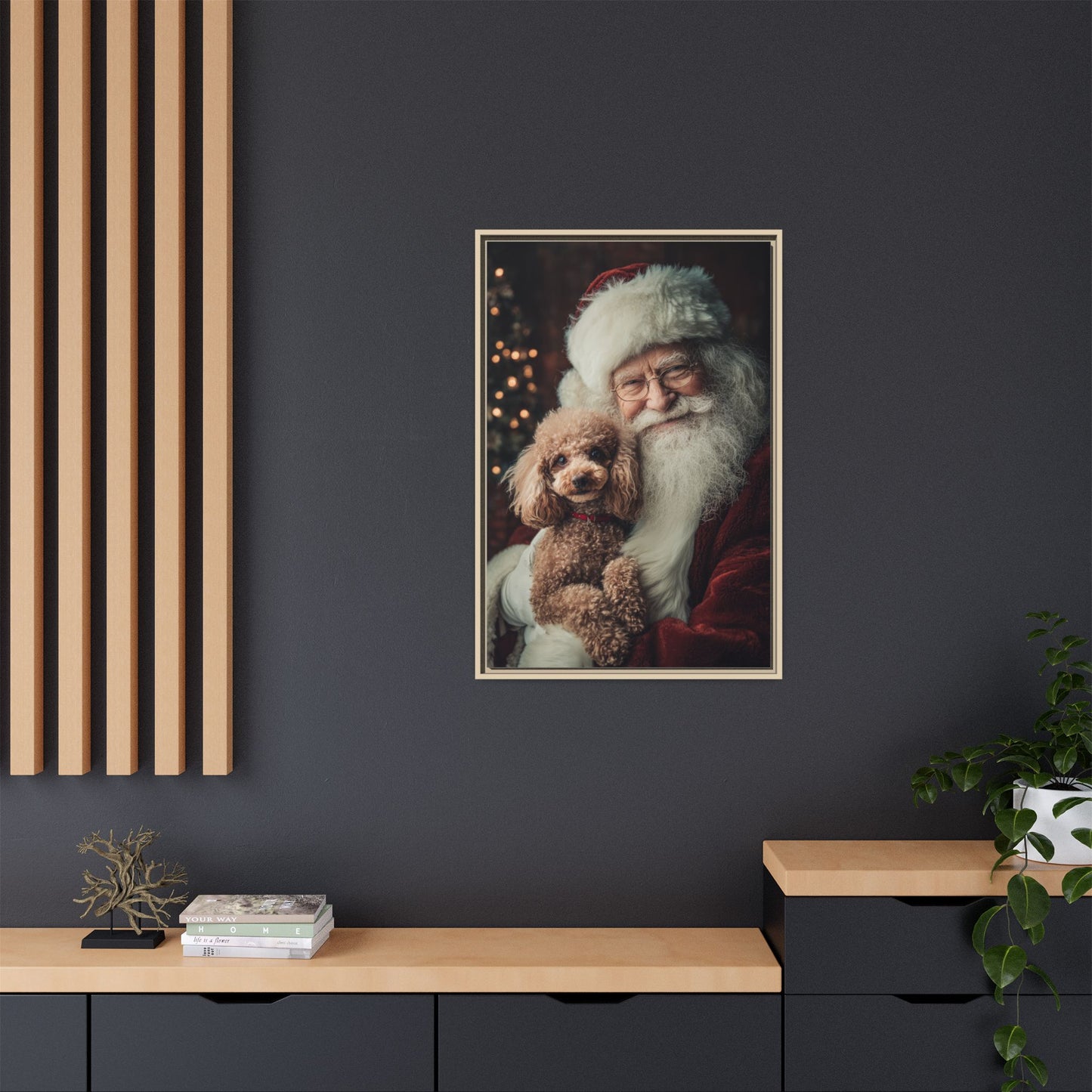 Heartwarming Santa and Poodle Artwork – Holiday Home Décor