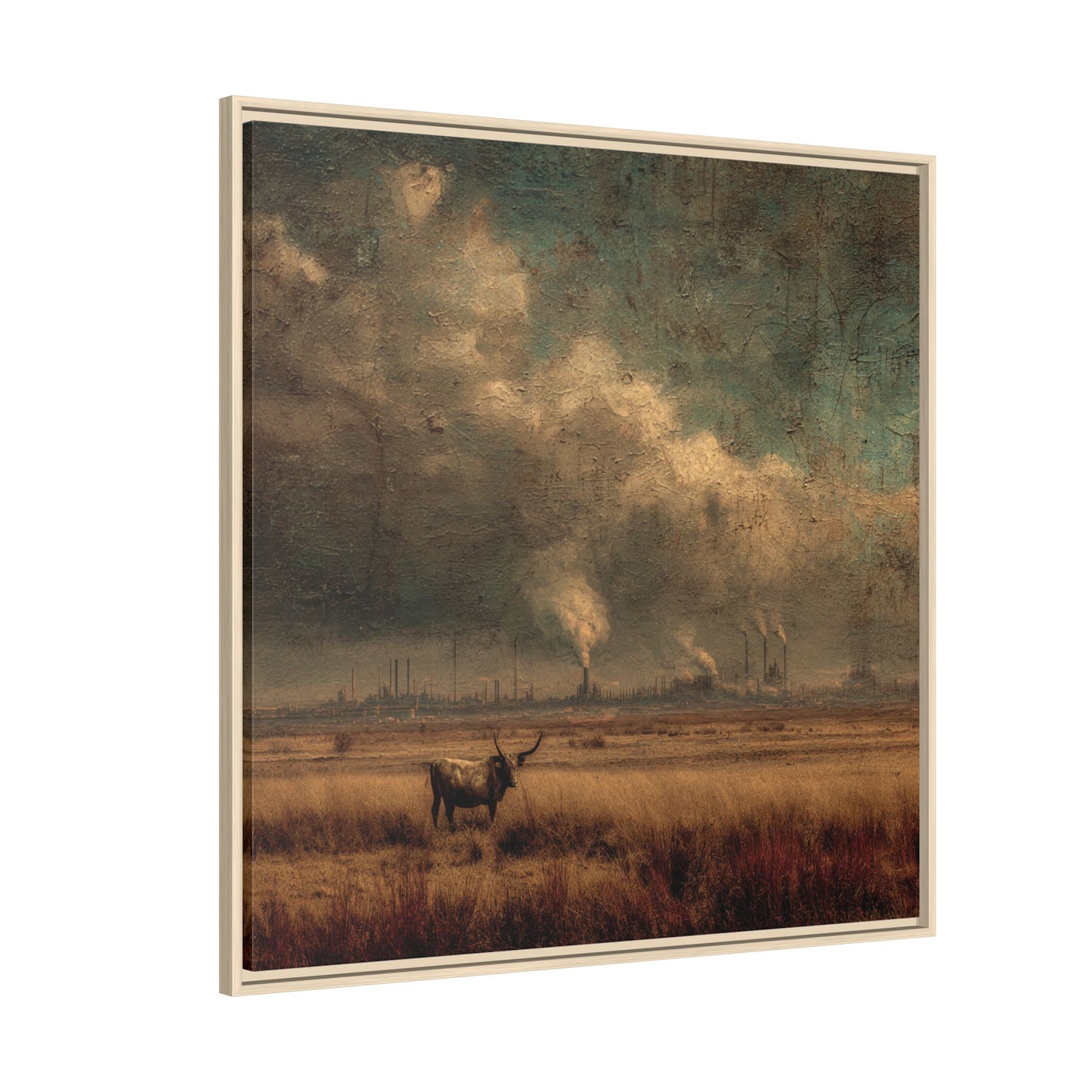 Cattle in Industrial Landscape | Vintage Style Art Print