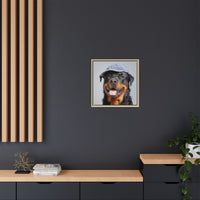 Playful Rottweiler Portrait | Dog Art in Denim Cap