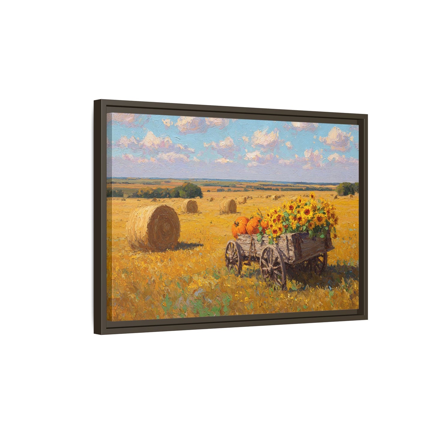 Sunflower Harvest Wagon Decor | Rustic Farm Art for Home