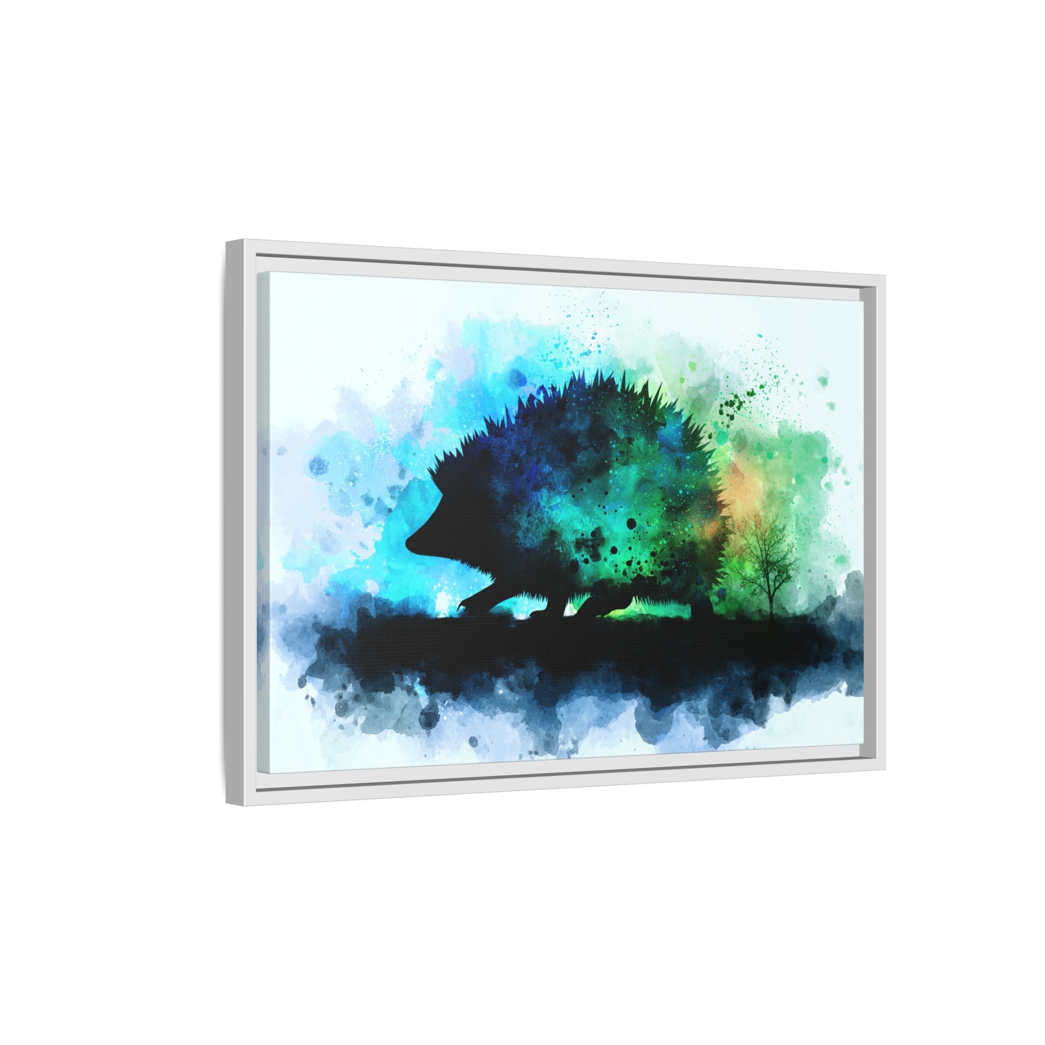 Hedgehog Silhouette Watercolor Art | Nature-Inspired Home Decor