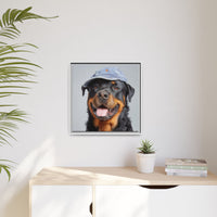 Playful Rottweiler Portrait | Dog Art in Denim Cap