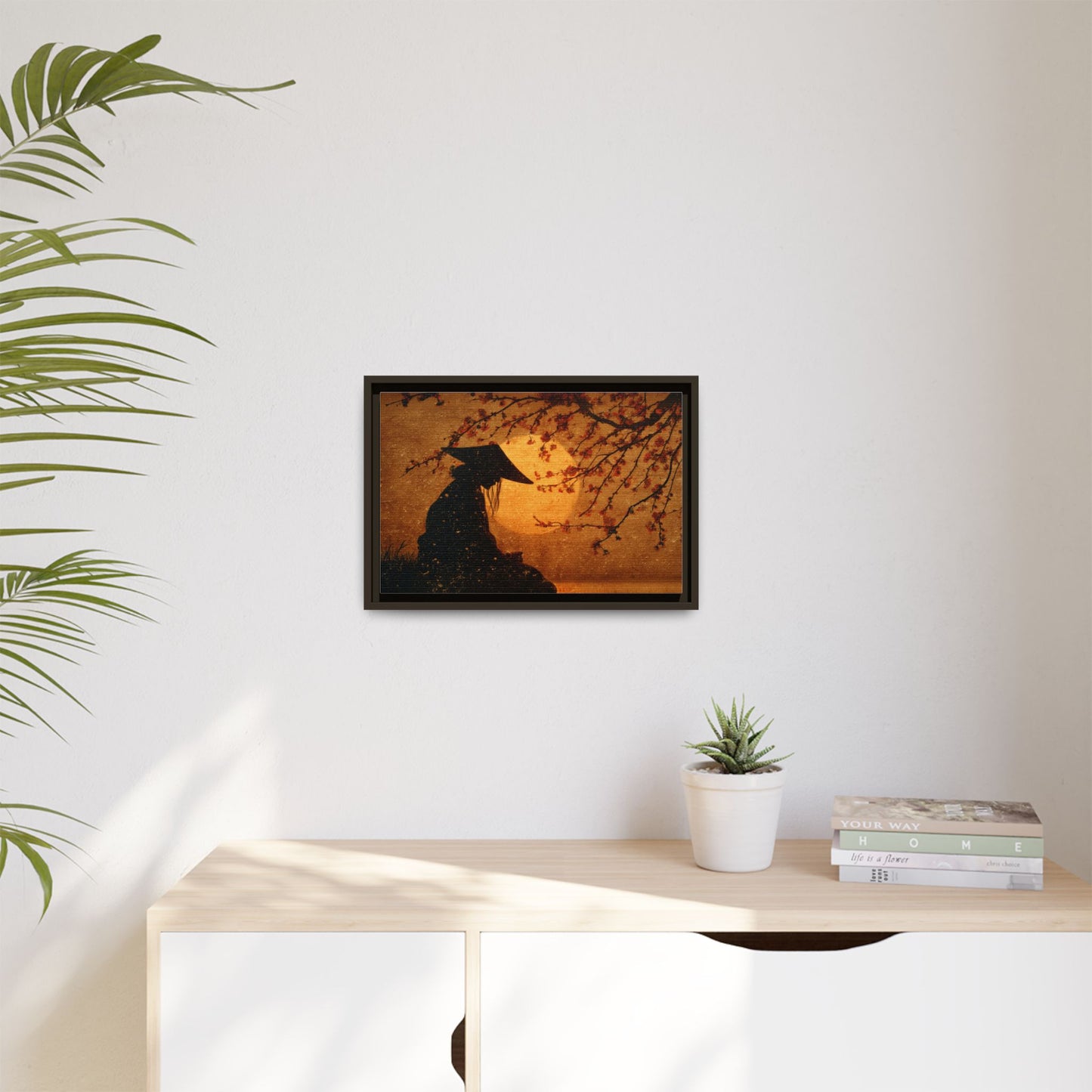 Serene Silhouette of Contemplation | Asian-Inspired Artwork