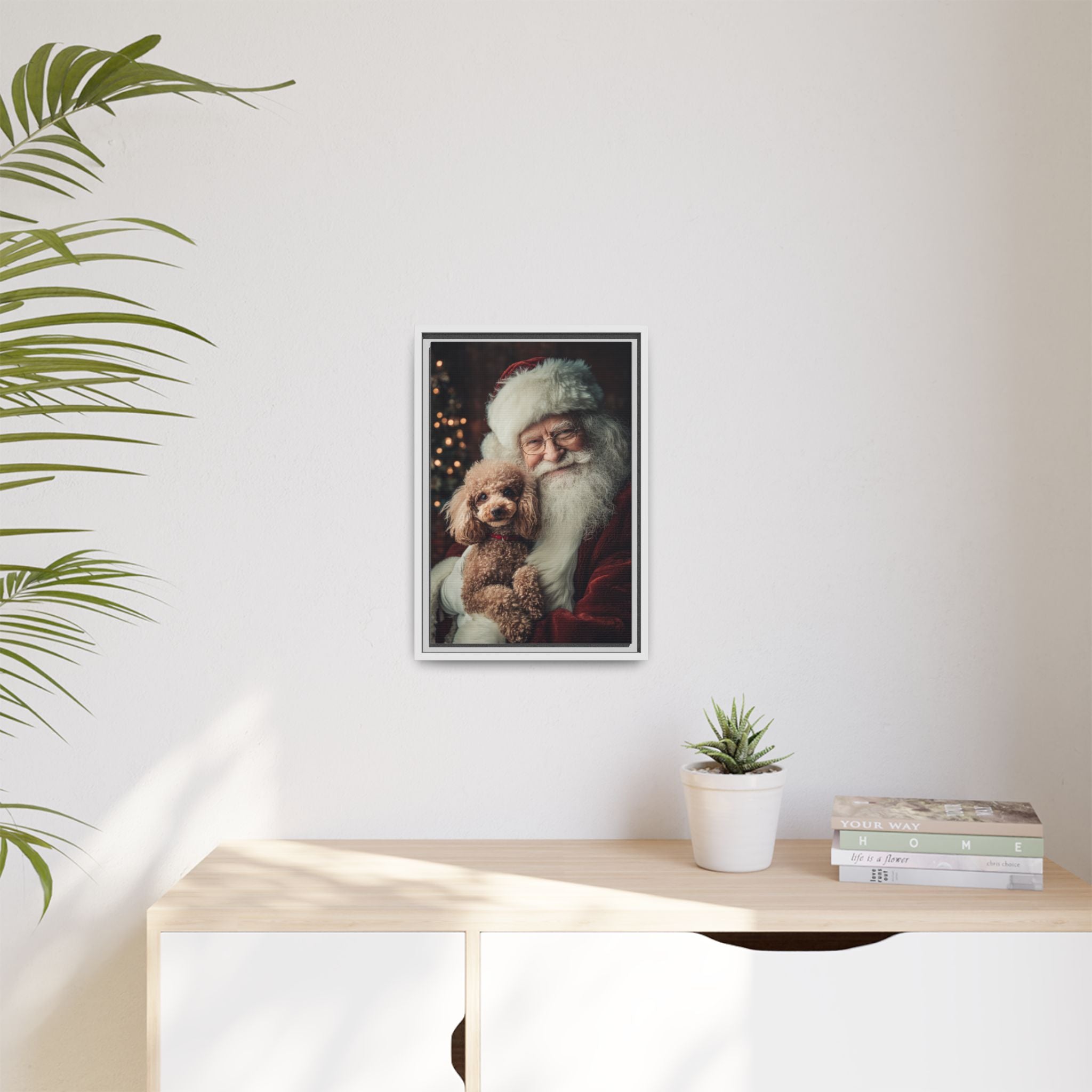 Heartwarming Santa and Poodle Artwork – Holiday Home Décor