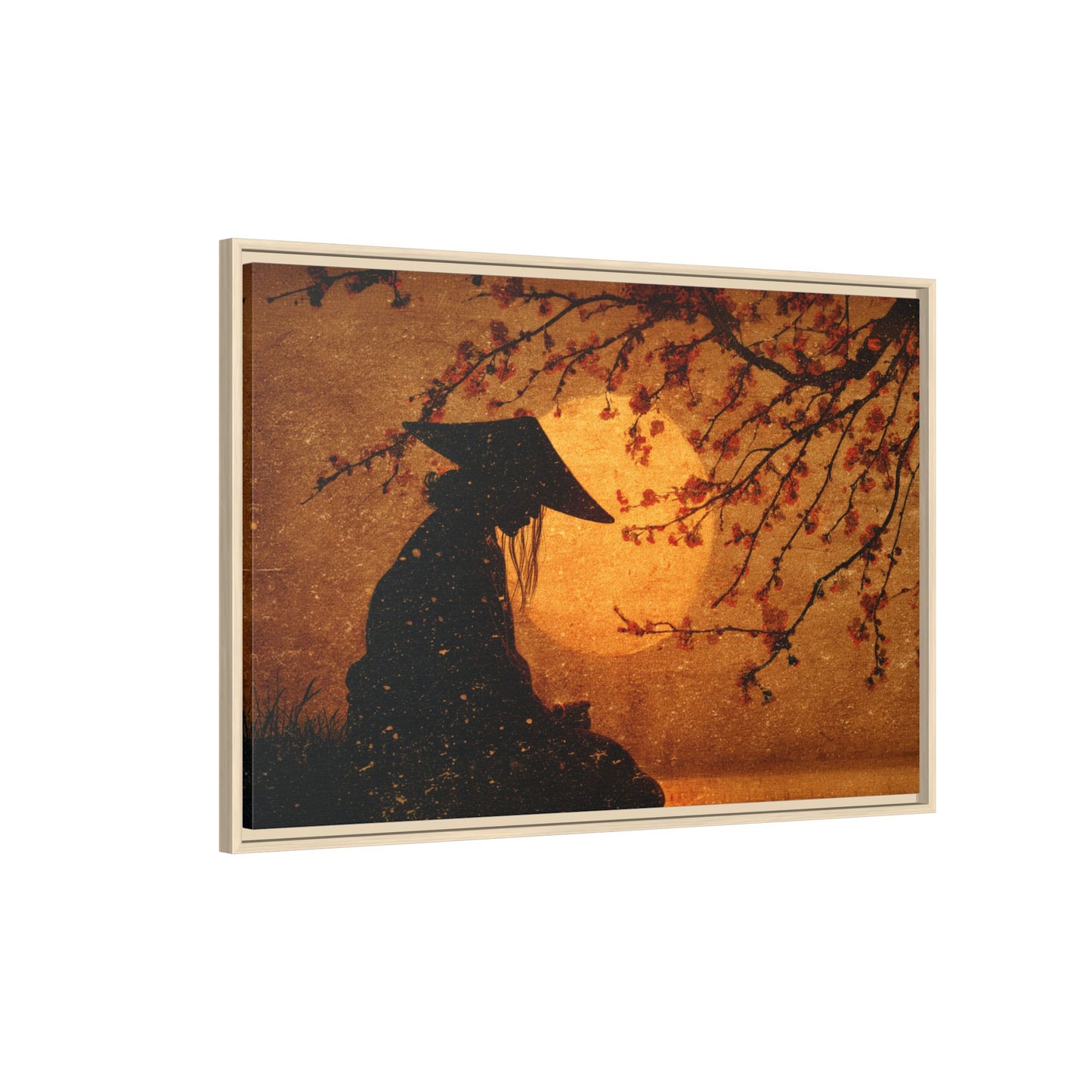 Serene Silhouette of Contemplation | Asian-Inspired Artwork