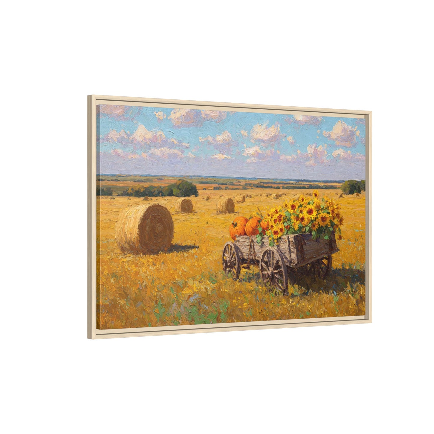 Sunflower Harvest Wagon Decor | Rustic Farm Art for Home